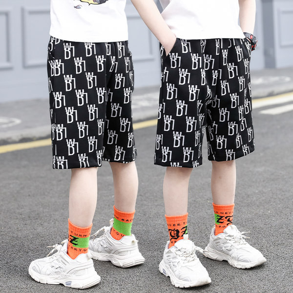 Летни 3/4 панталони с щампа за момчета