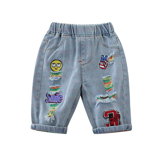 Детски дънки с ластична талия и бродерия-за момчета