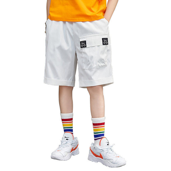 Детски шорти с преден джоб и надпис за момчета 