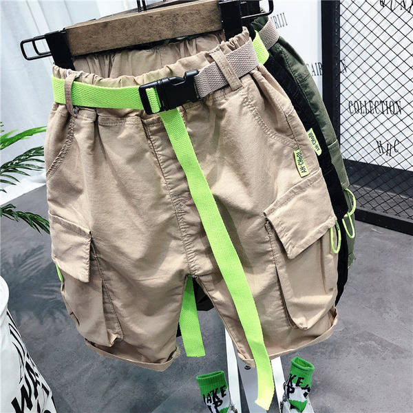 Детски 3/4 панталон с джобове и колан