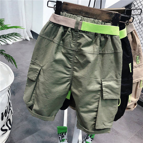 Детски 3/4 панталон с джобове и колан