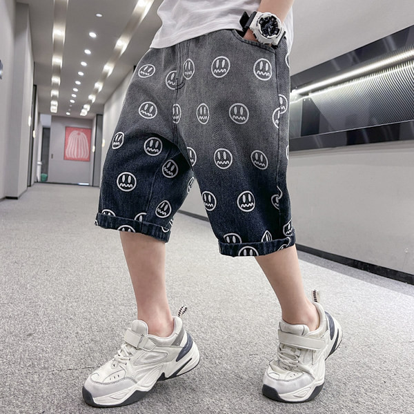 Къси модерни дънки с щампа