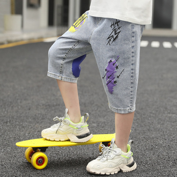 Нов модел летни дънки 7/8 дължина и цветен шринт