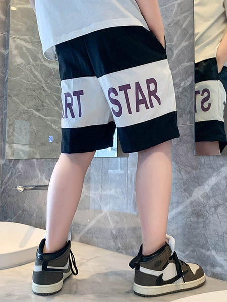 Детски къси панталони с надпис и дълбоки джобове за момчета 