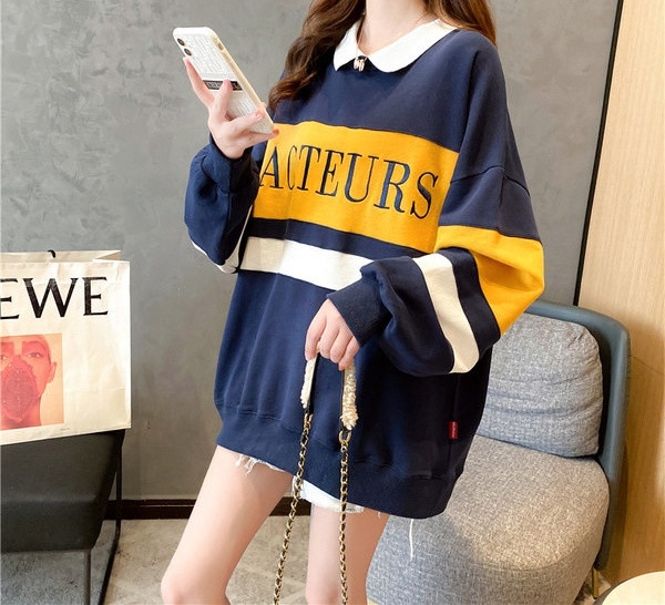 Актуална дамска блуза с надпис и дълъг ръкав за бременни жени