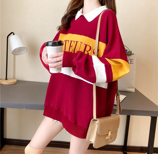 Актуална дамска блуза с надпис и дълъг ръкав за бременни жени