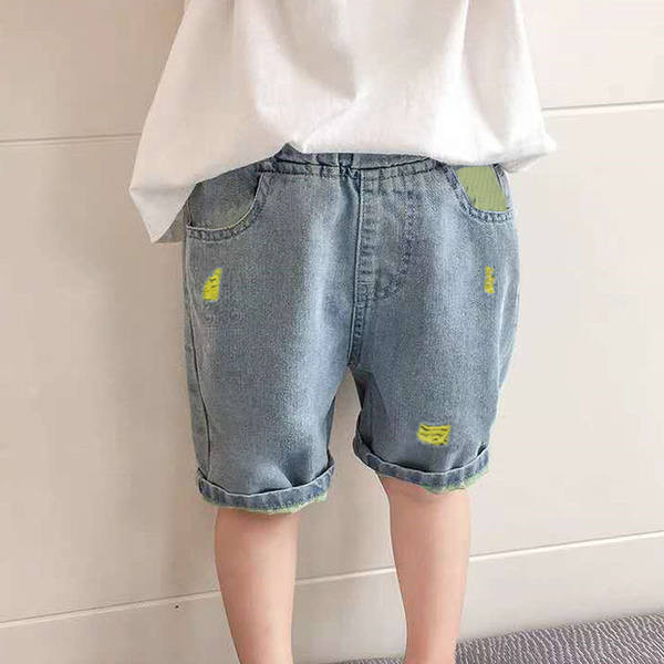 Детски дънкови панталони с джобове и ластик