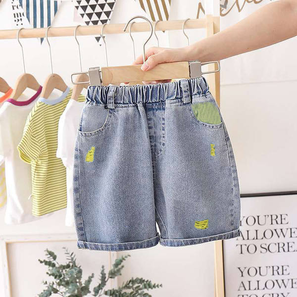 Детски дънкови панталони с джобове и ластик