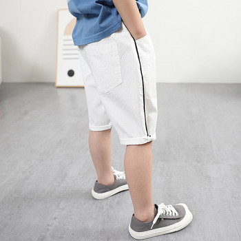 Детски къси панталони с кант в бял и черен цвят 