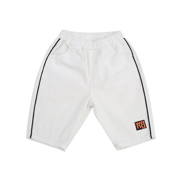 Детски къси панталони с кант в бял и черен цвят 