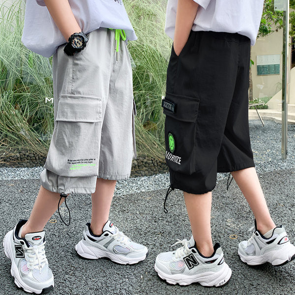 Детски панталон с джобове и връзки за момчета