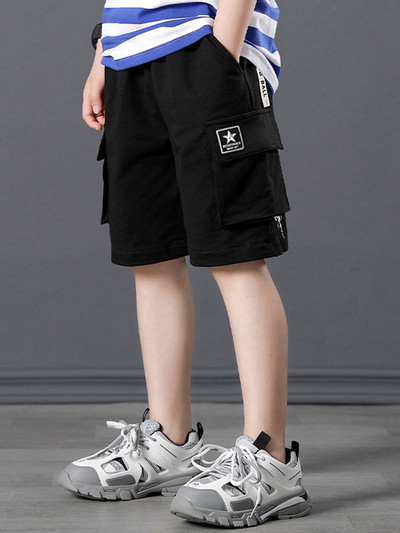 Детски къс панталон с емблема звезда и надпис 