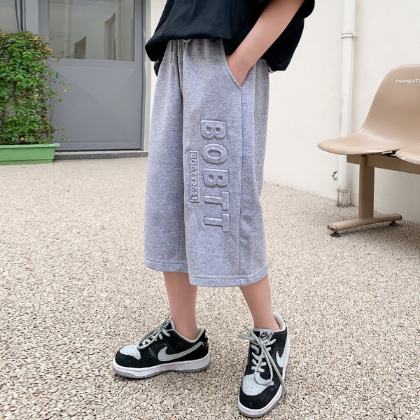 Ежедневен детски панталон с надписи и 7/8 дължина