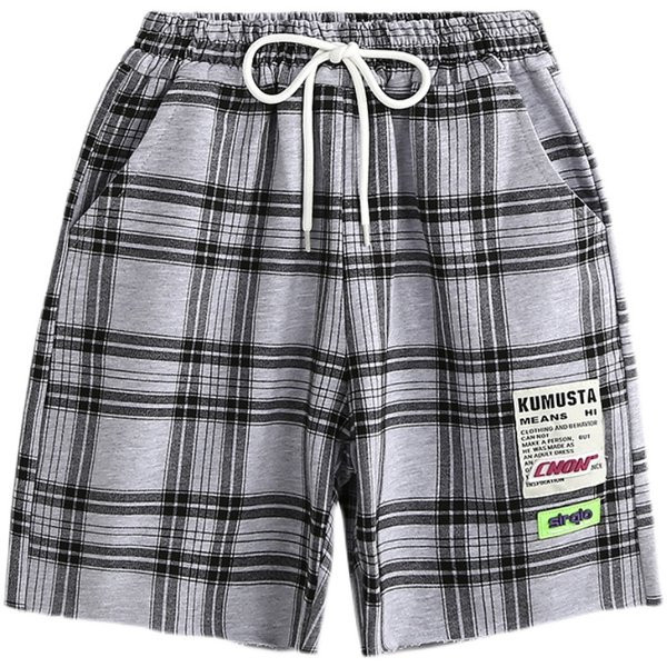 Детски ежедневни карирани шорти за момчета с връзки 