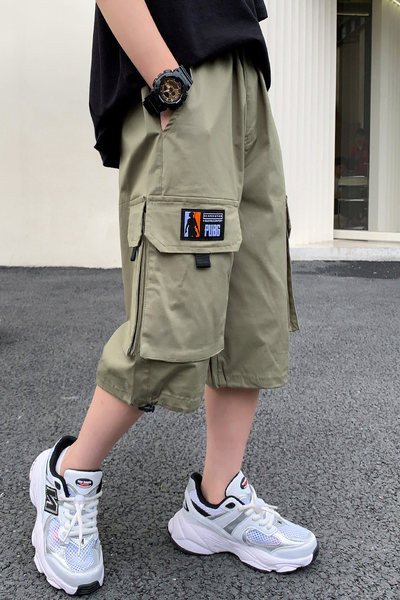 Модерни детски панталони с джобове и връзки-за момчета