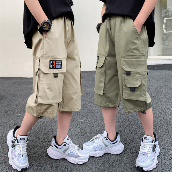 Модерни детски панталони с джобове и връзки-за момчета