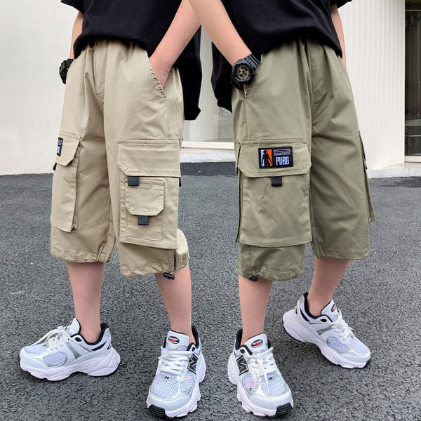 Модерни детски панталони с джобове и връзки-за момчета