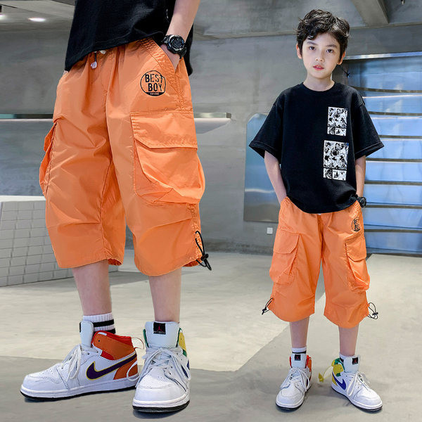 Детски панталони с джобове и връзки 