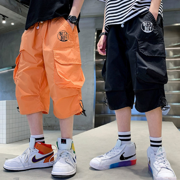 Детски панталони с джобове и връзки 