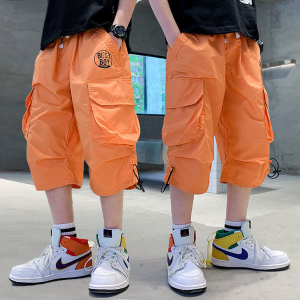 Детски панталони с джобове и връзки 