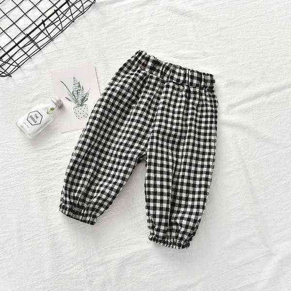 Laste ruudulised kummiga püksid