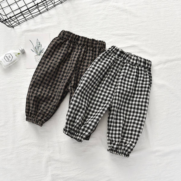 Laste ruudulised kummiga püksid