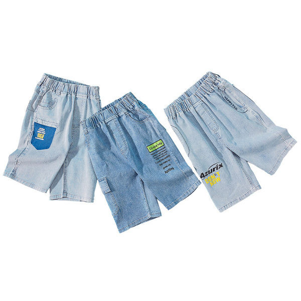 Детски къси панталони деним с ластична талия 