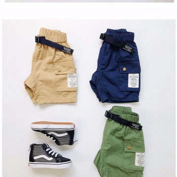 Ежедневни детски панталони с колан и джобове