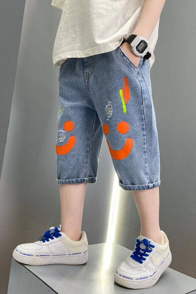 Värvilise trükiga suvised teksad - lai mudel