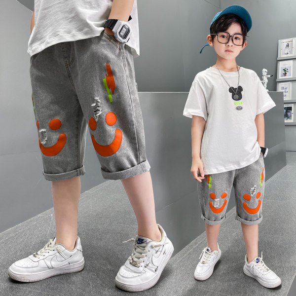 Värvilise trükiga suvised teksad - lai mudel