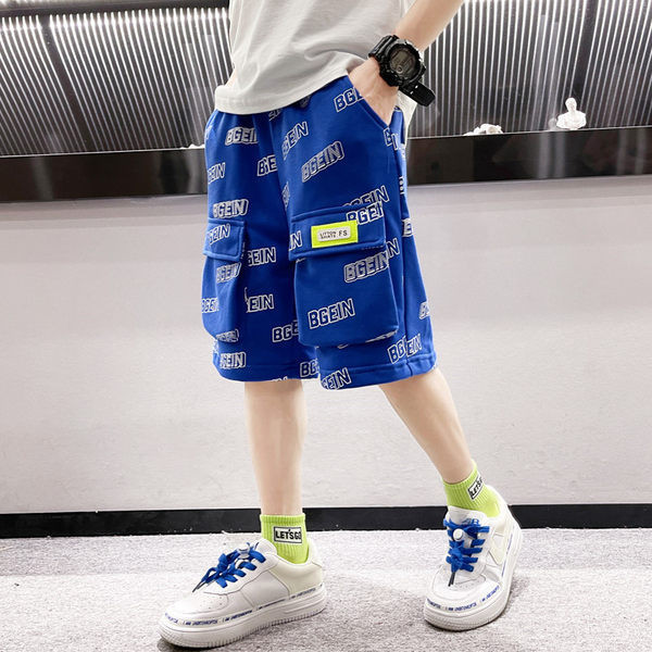 Детски къси панталони с джобове и щампа 