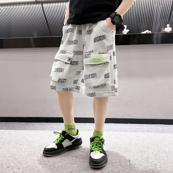 Детски къси панталони с джобове и щампа 