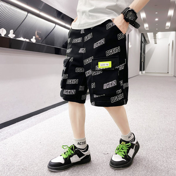 Детски къси панталони с джобове и щампа 