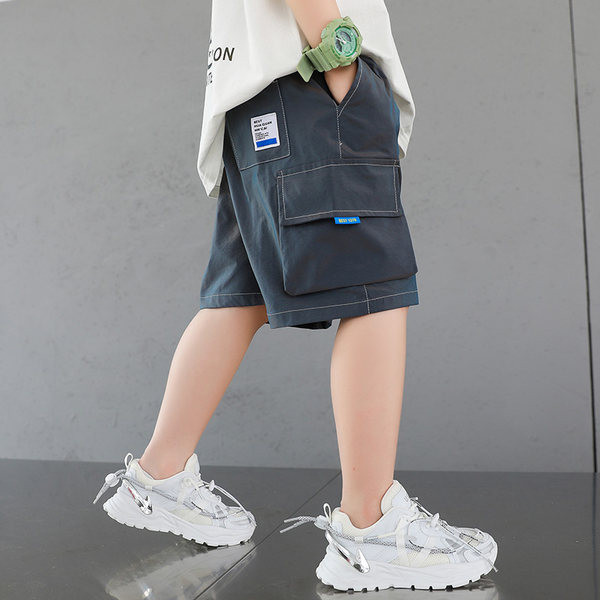 Детски къси панталони с 3/4 дължина  надпис и дълбоки джобове