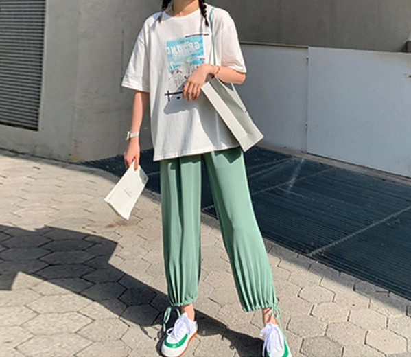 Дамски дълги панталони с връзки за бременни жени