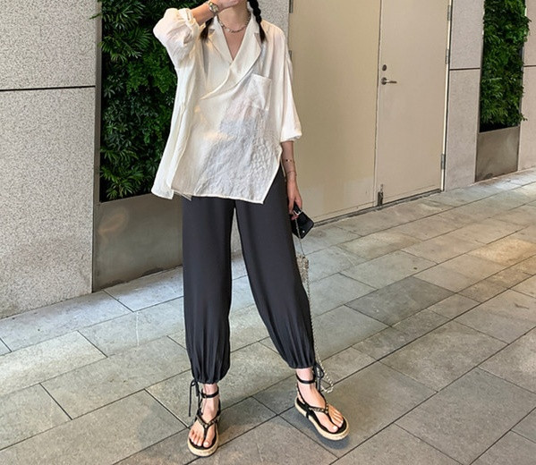 Дамски дълги панталони с връзки за бременни жени