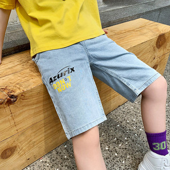 Детски дънкови къси панталони с надпис за момчета