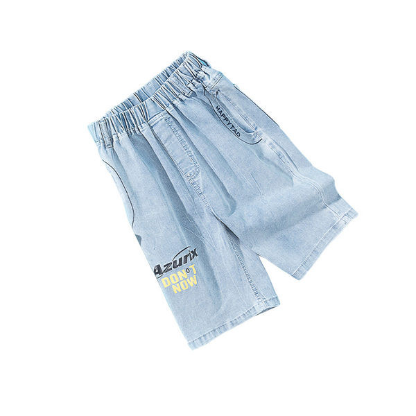 Детски дънкови къси панталони с надпис за момчета