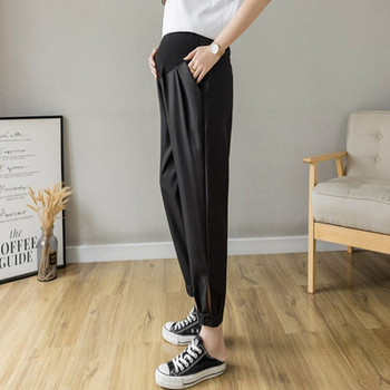 Дамски дълъг прав панталон с джобове за бременни жени