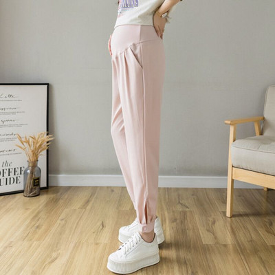 Дамски дълъг прав панталон с джобове за бременни жени