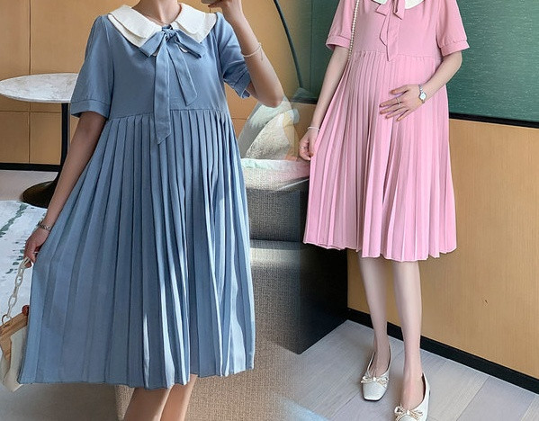 Praegune naiste plisseeritud kleit rasedatele