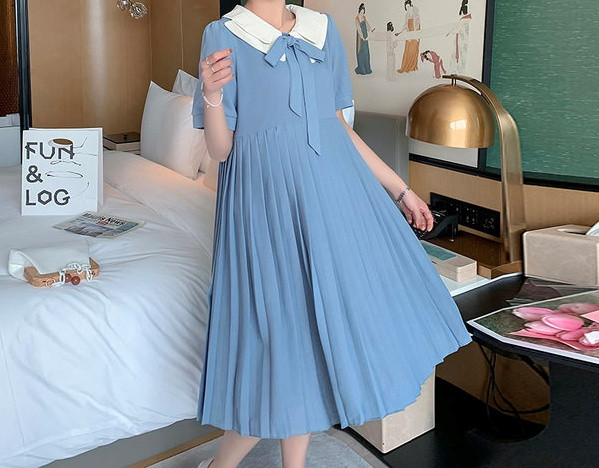 Praegune naiste plisseeritud kleit rasedatele