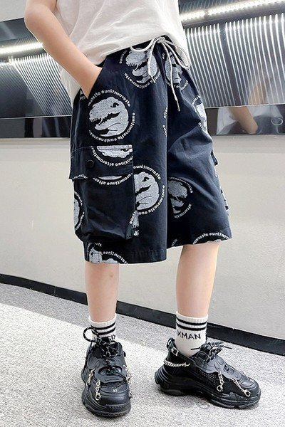 Детски панталони с апликация и джобове 