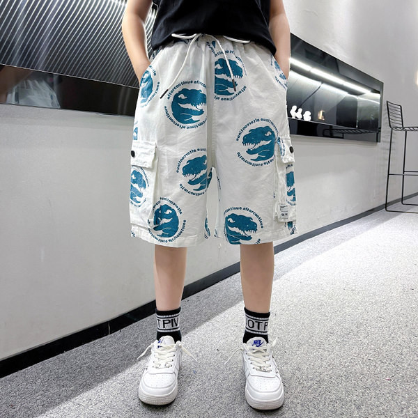 Детски панталони с апликация и джобове 