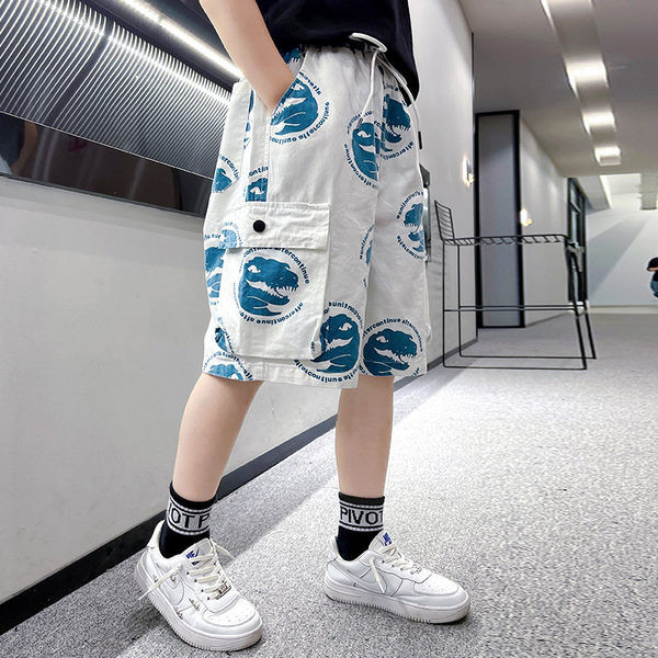 Детски панталони с апликация и джобове 