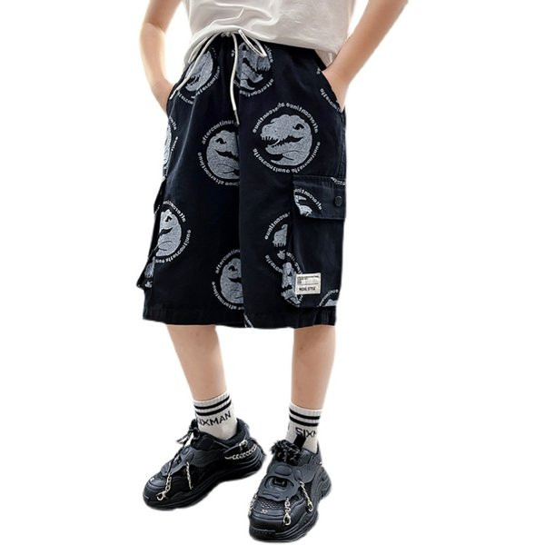 Детски панталони с апликация и джобове 