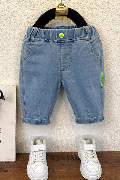 Детски дънкови панталони с ластик и джобове