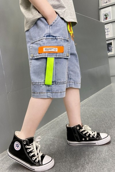 Laste vabaaja lipsudega teksapüksid