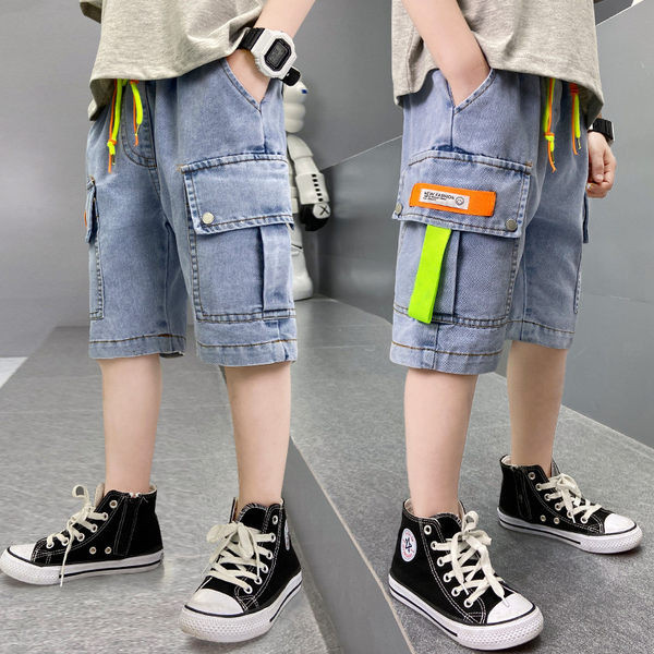 Laste vabaaja lipsudega teksapüksid