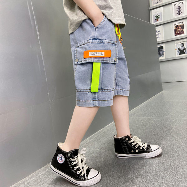 Laste vabaaja lipsudega teksapüksid